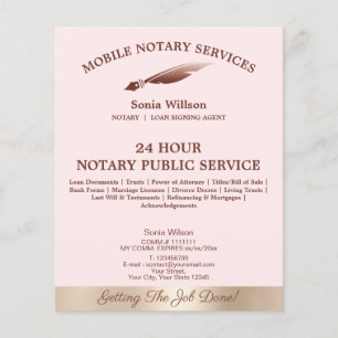 Mobile Notar & Loan Signature Agent Pink Agate Fly Flyer