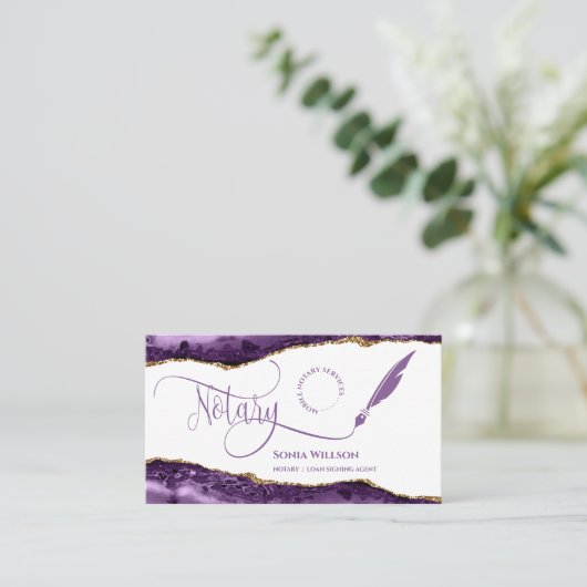 Mobile Notar & Loan Signing Agent Aquamarin Agate Visitenkarte (Stehend Vorderseite)