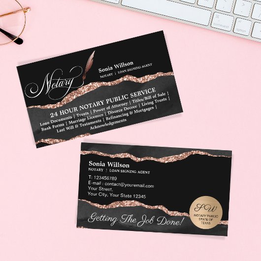 Mobile Notar & Loan Signing Agent Black Agate Bus Visitenkarte