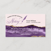 Mobile Notar & Loan Signing Agent Lila Gold Visitenkarte (Vorderseite)