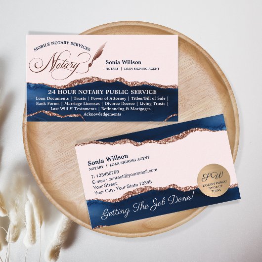 Mobile Notar & Loan Signing Agent Navy Flyer Visitenkarte