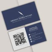 Mobile Notar Moderner QR-Code Navy Feather Visitenkarte