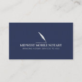 Mobile Notar Moderner QR-Code Navy Feather Visitenkarte (Vorderseite)