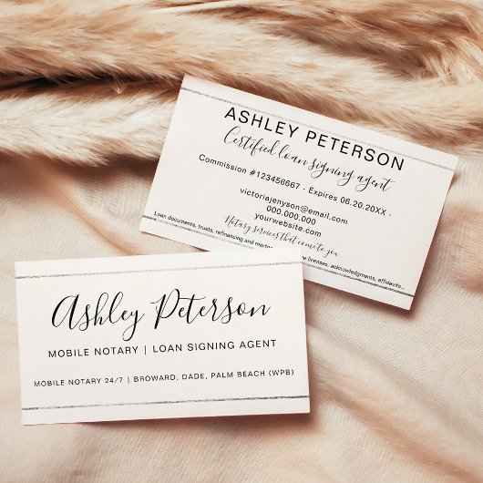 Mobile Notar öffentliche Typografie Silberstreifen Visitenkarte