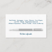 Mobile Notar Public Business Card Visitenkarte (Rückseite)