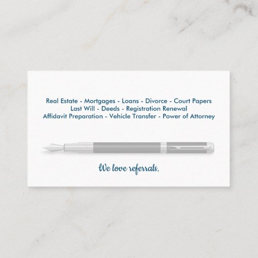 Mobile Notar Public Business Card Visitenkarte (Rückseite)