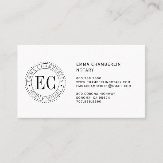 Mobile Notar Public Business Card Visitenkarte (Vorderseite)