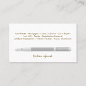 Mobile Notar Public Customizable Business Card Visitenkarte (Rückseite)