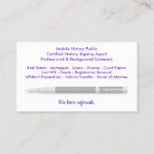 Mobile Notar Public Customizable Foto Business C Visitenkarte (Rückseite)