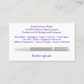 Mobile Notar Public Customizable Foto Business C Visitenkarte (Rückseite)