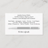 Mobile Notar Public Customizable Foto Business C Visitenkarte (Rückseite)