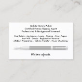 Mobile Notar Public Customizable Foto Business C Visitenkarte (Rückseite)