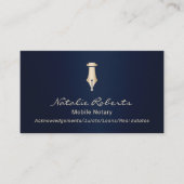 Mobile Notar Public Golden Signature Pen Navy Blue Visitenkarte (Vorderseite)
