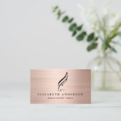 Mobile Notar Public Quill Rose Gold Brushed Metal Visitenkarte (Stehend Vorderseite)