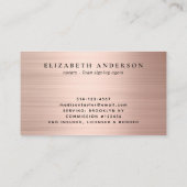 Mobile Notar Public Quill Rose Gold Brushed Metal Visitenkarte (Rückseite)