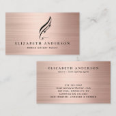 Mobile Notar Public Quill Rose Gold Brushed Metal Visitenkarte (Vorne/Hinten)