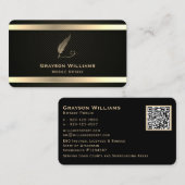 Mobile Notar Quill QR Code Gold Black Visitenkarte (Vorne/Hinten)