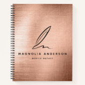 Mobile Notar Quill Rose Gold Brushed Metal Notizblock (Vorderseite)