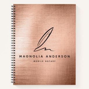 Mobile Notar Quill Rose Gold Brushed Metal Notizblock