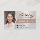 Mobile Notar Signatur Agent Elegantes Silver Foto Visitenkarte (Vorderseite)