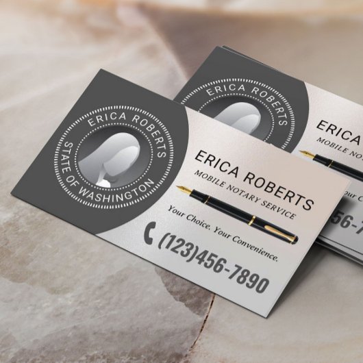Mobile Notar Signatur Agent Klassisches Silver Fot Visitenkarte