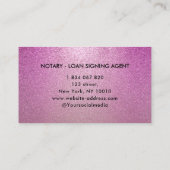 Mobile Notar Signatur Agent Lila Glitzer Visitenkarte (Rückseite)
