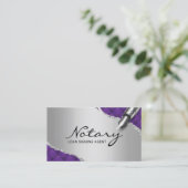 Mobile Notar Signatur Agent Moderner Lila & Silber Visitenkarte (Stehend Vorderseite)