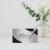 Mobile Notar Signatur Agent Moderner Schwarz & Sil Visitenkarte (Stehend Vorderseite)