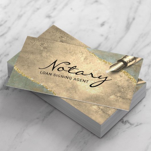 Mobile Notar Signatur Agent Vintag Gold & Bronze Visitenkarte
