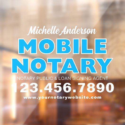 Mobile Notar Signing Agent Blue Promotion Fensteraufkleber (Blatt 2)