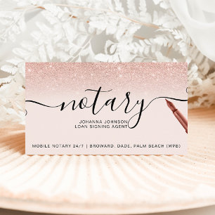 Mobile Notar Typografie Rose Gold Glitzer Visitenkarte
