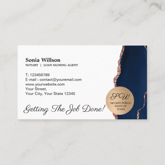Mobile Notar und Loan Signing Agent Rose Gold Visitenkarte (Rückseite)