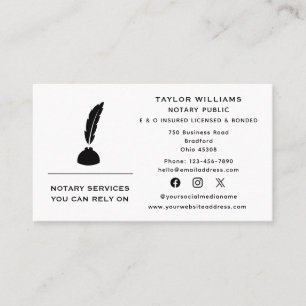 Mobile Notare Public Quill Fether Social Media Visitenkarte