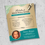 Mobile Notare Service Aquamarin & Gold Foto Flyer<br><div class="desc">Mobile Notary Service Aquamarin & Gold Foto Flyer.</div>