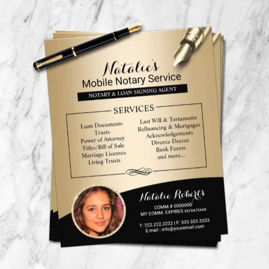 Mobile Notare Service Black & Gold Foto Flyer