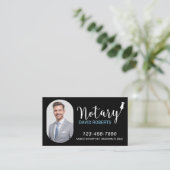 Mobile Notare Service Elegantes Black Custom Foto Visitenkarte (Stehend Vorderseite)