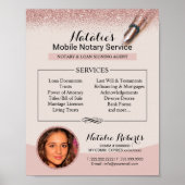 Mobile Notare Service Moderne Rose Gold Glitzer Poster (Vorne)