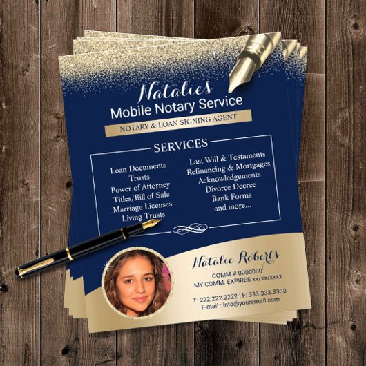 Mobile Notare Service Navy Blue & Gold Foto Flyer