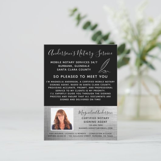 Mobile Notare Service Silver Foto Marketing Postkarte (Stehend Vorderseite)