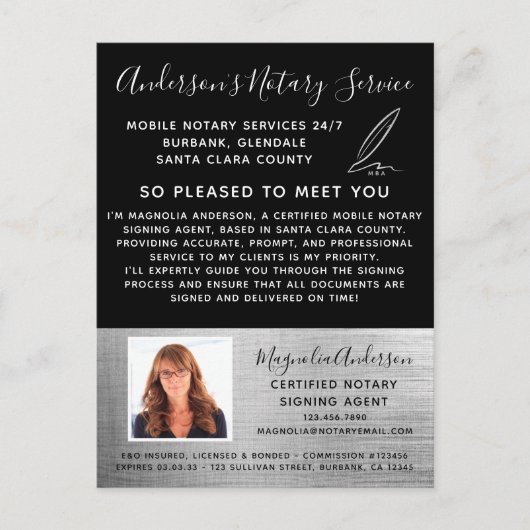 Mobile Notare Service Silver Foto Marketing Postkarte (Vorderseite)