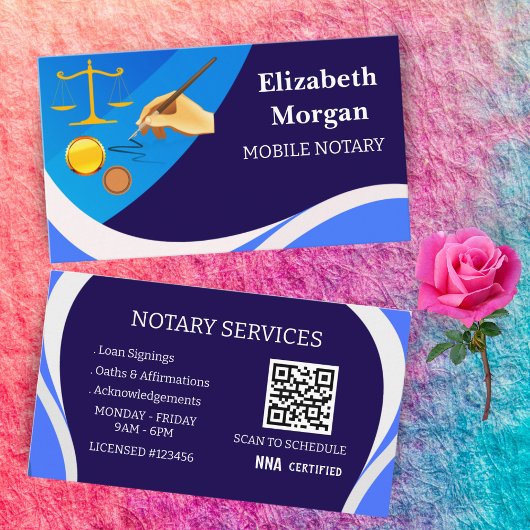 Mobile Notary Business Cards-Modern Legal QR Code Visitenkarte
