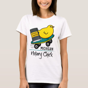 Mobile Notary Chick Riding Skateboard Michigan T-Shirt