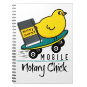 Mobile Notary Chick Riding Skateboard mit Journal Notizblock (Vorderseite)