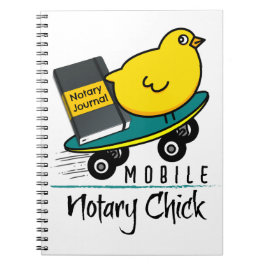 Mobile Notary Chick Riding Skateboard mit Journal Notizblock