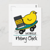 Mobile Notary Chick Riding Skateboard mit Journal Postkarte (Vorne/Hinten)