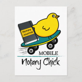 Mobile Notary Chick Riding Skateboard mit Journal Postkarte