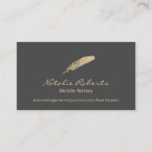 Mobile Notary Loan Signing Agent Gold Quill Gray Visitenkarte (Vorderseite)