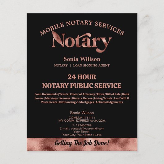 Mobile Notary & Loan Signing Agent Rose Gold Pen Flyer (Vorne)