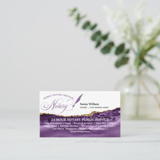 Mobile Notary & Loan Signing Agent Rose Gold Visitenkarte (Stehend Vorderseite)