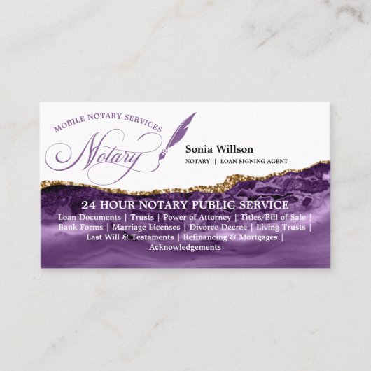 Mobile Notary & Loan Signing Agent Rose Gold Visitenkarte (Vorderseite)